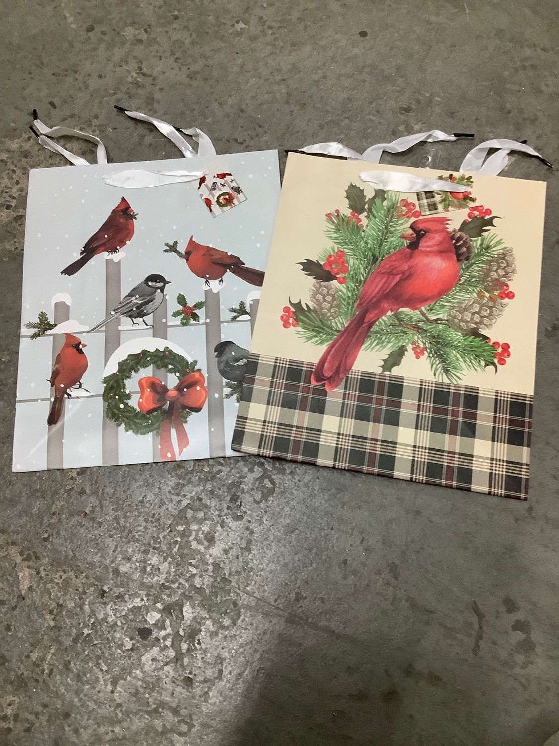 Sac cadeau oiseaux Noël large