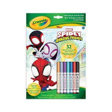 MARCEL SPIDEY CAHIER COLORIER 32 PAGES DE JEUX ,ECT AVEC 7 MINIS MARQUEURS(E8-1)