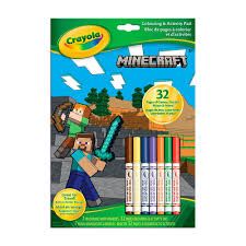 MINECRAFT CAHIER COLORIER 32 PAGES DE JEUX,CASSE-TETE ET PLUS AVEC 7 MINIS MARQUEURS(E8-1)