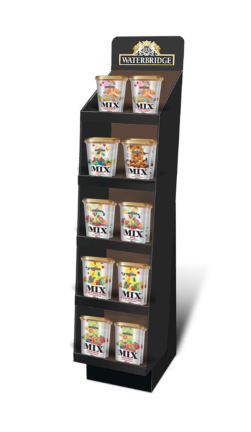 PRESENTOIR POT DE BONBONS ASSORTIES 150GR (144 UNITÉS)(ÉTÉ)