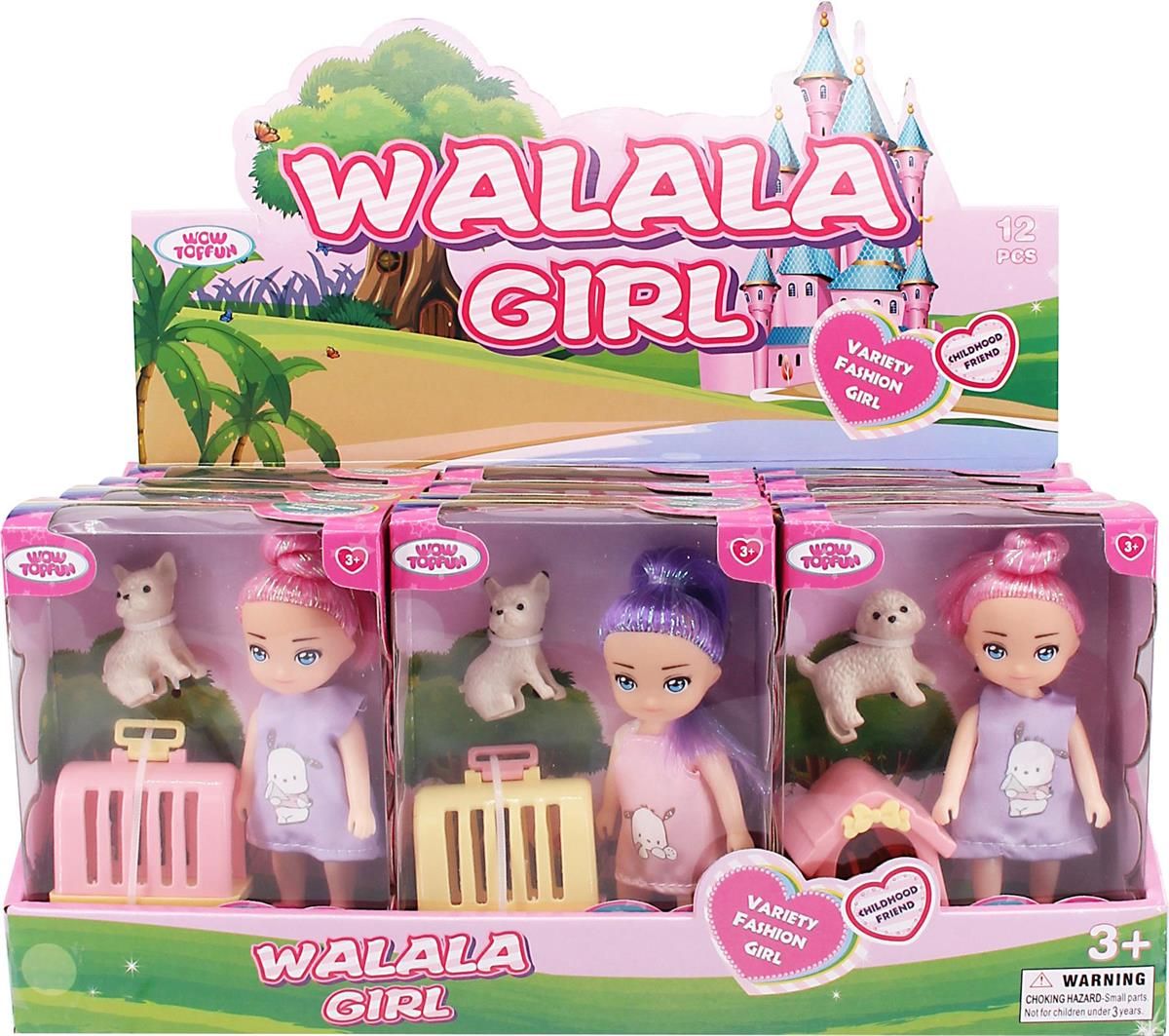 POUPÉE 4.5PO AVEC ANIMAL DE COMPAGNIE PRES 12(B8-1)