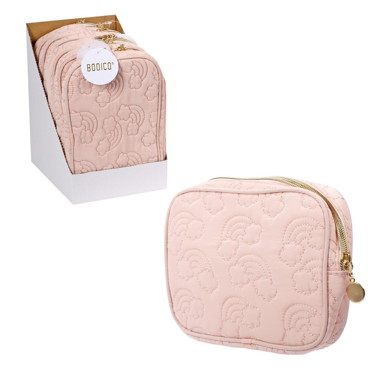 SAC COSMÉTIQUE ROSE IMPRIMÉ ARC-EN-CIEL(E2-6)