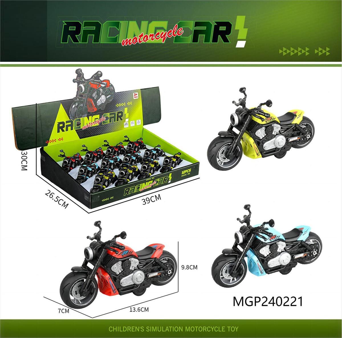PRÉSENTOIR DE 12 MINI MOTO FRICTION 3 ASST(B8-2)