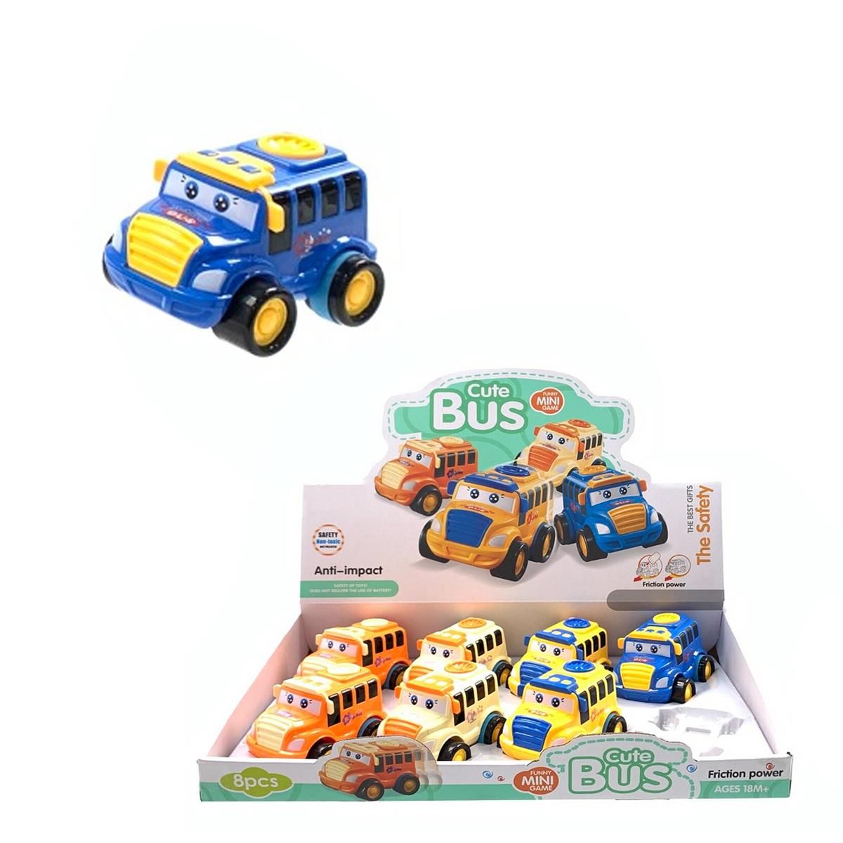 PRÉSENTOIR 8  MINI AUTOBUS A FRICTION  4 ASST(B8-3)