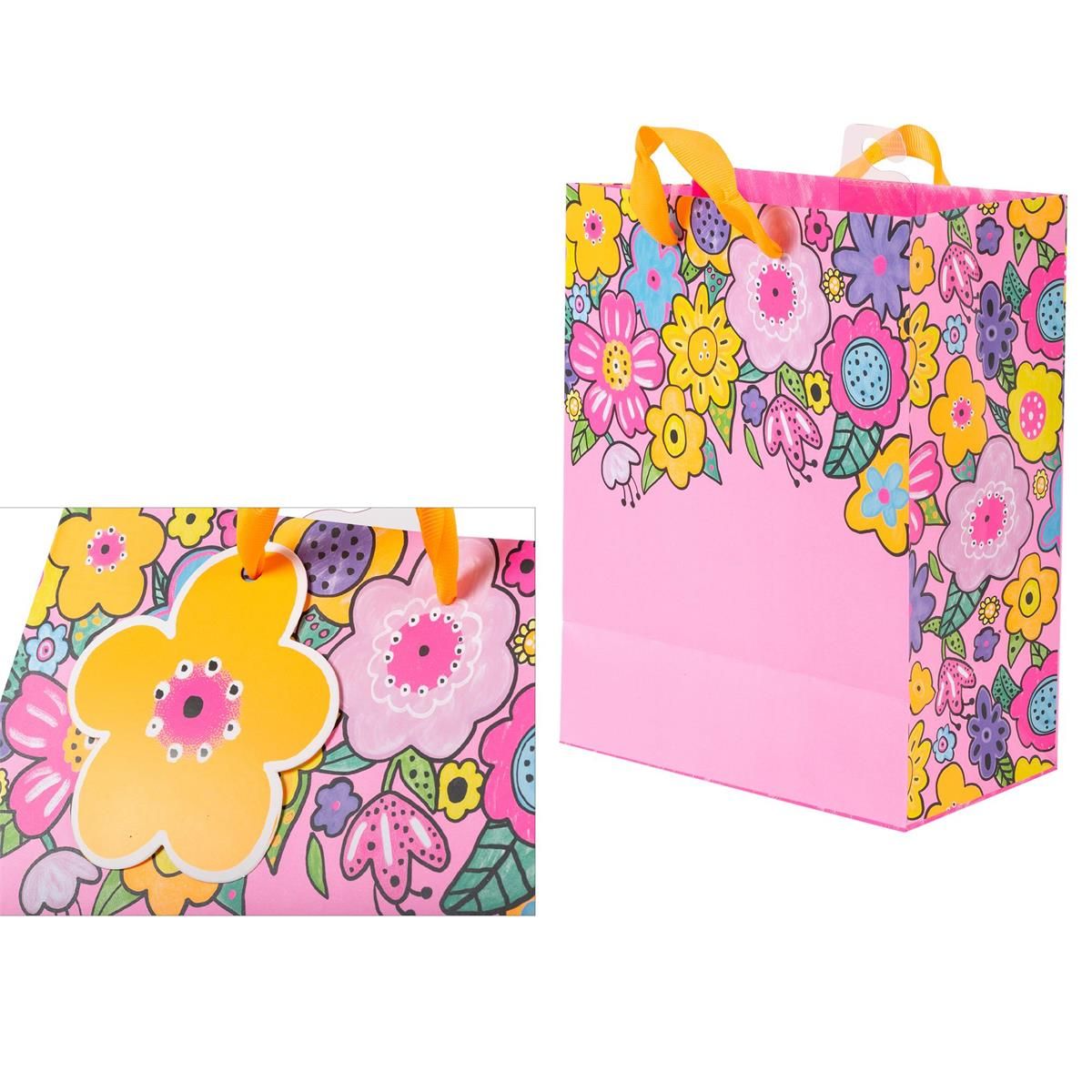 SAC CADEAU FLEUR NEON MOYEN(C7-1)