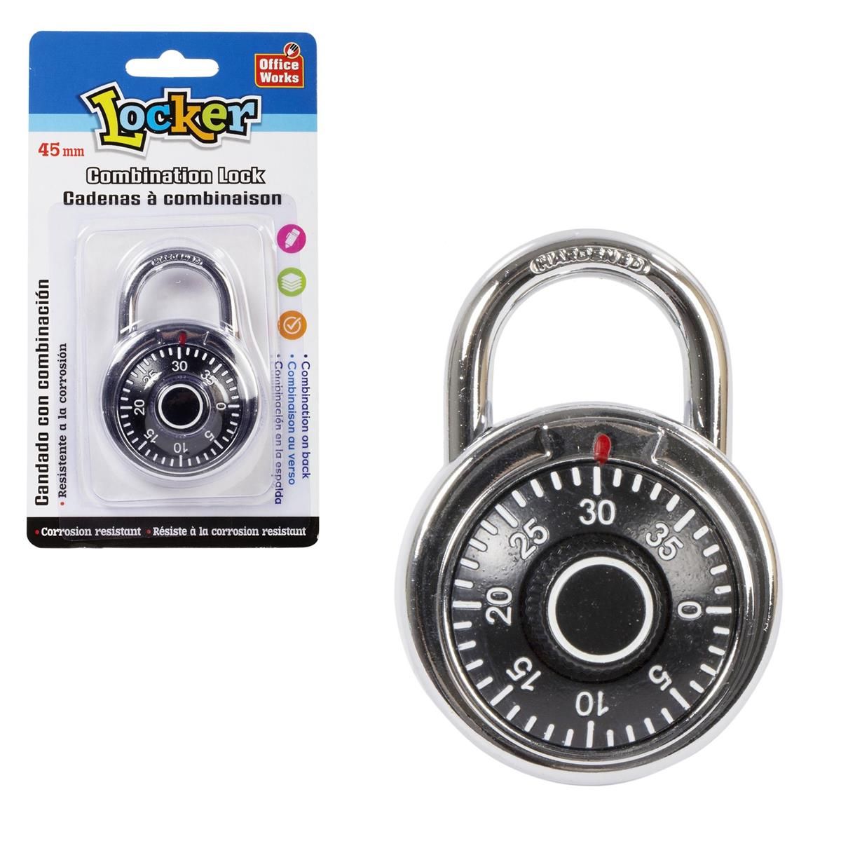 CADENAS À COMBINAISON EN MÉTAL CHROME 45MM (RW)