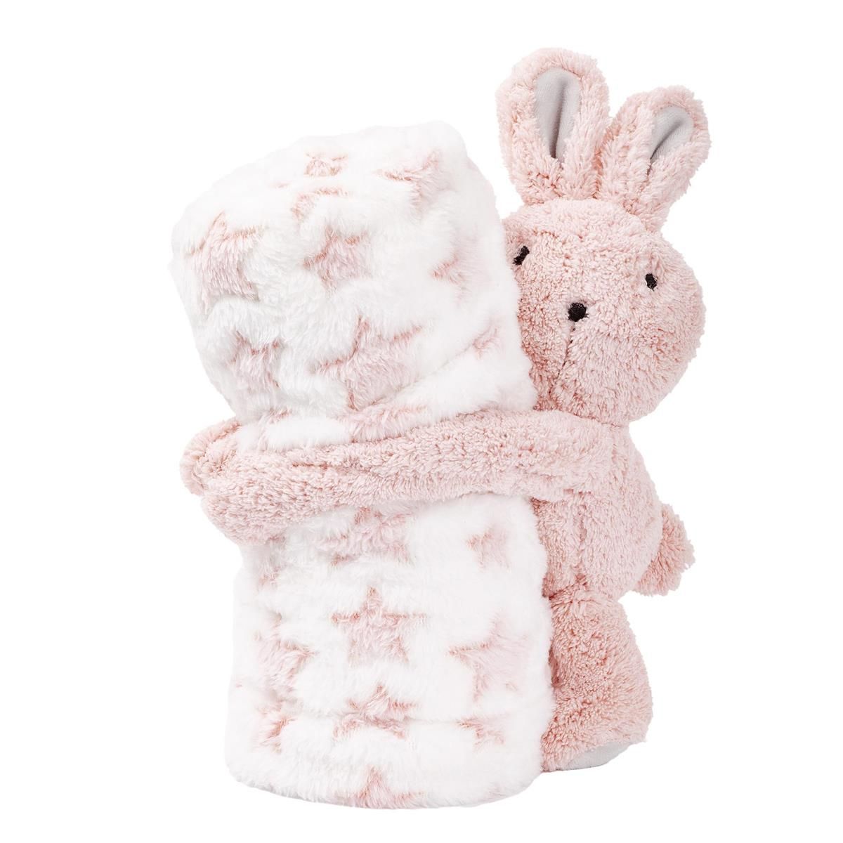 PELUCHE ET COUVERTURE LAPIN ROSE  POUR BÉBÉ(B2-6)