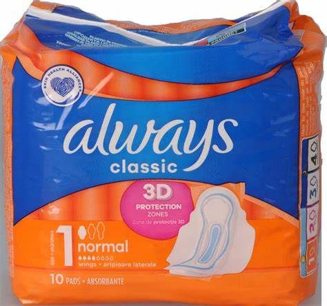 SERVIETTE HYGIENIQUE 10 PADS ALWAYS CLASSIC)(E4-2)