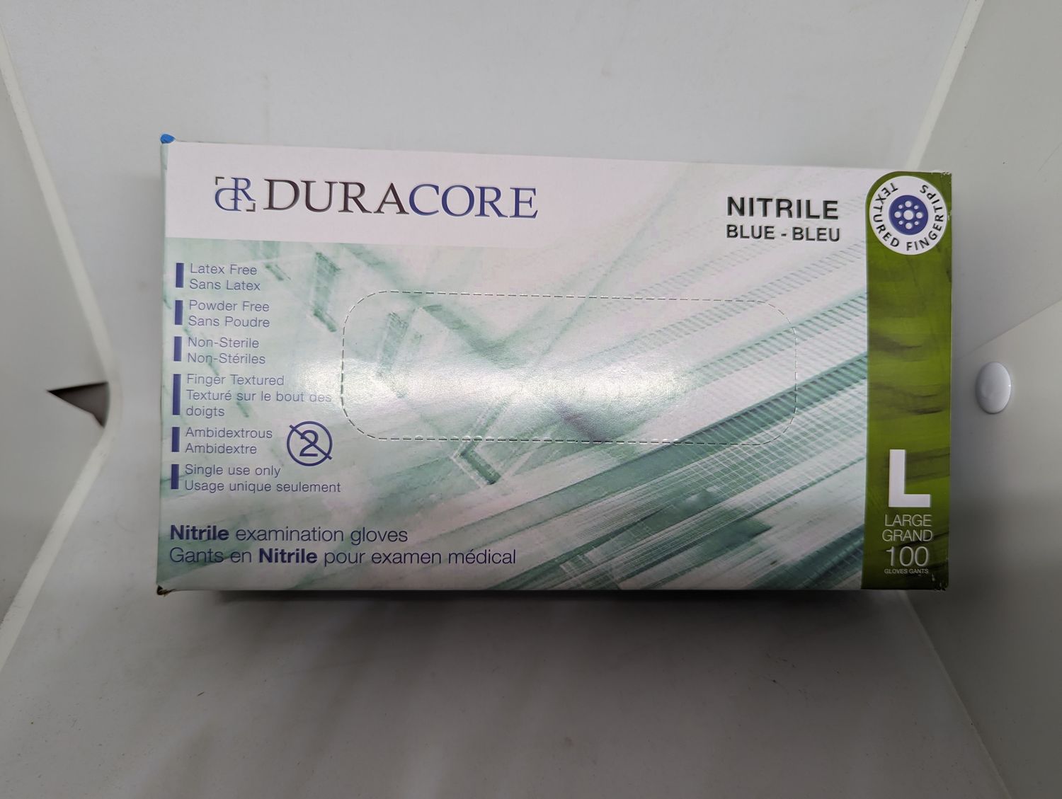 BOITE DE 100 GANTS NITRILE BLEU  LARGE DURACORE (N3-2)