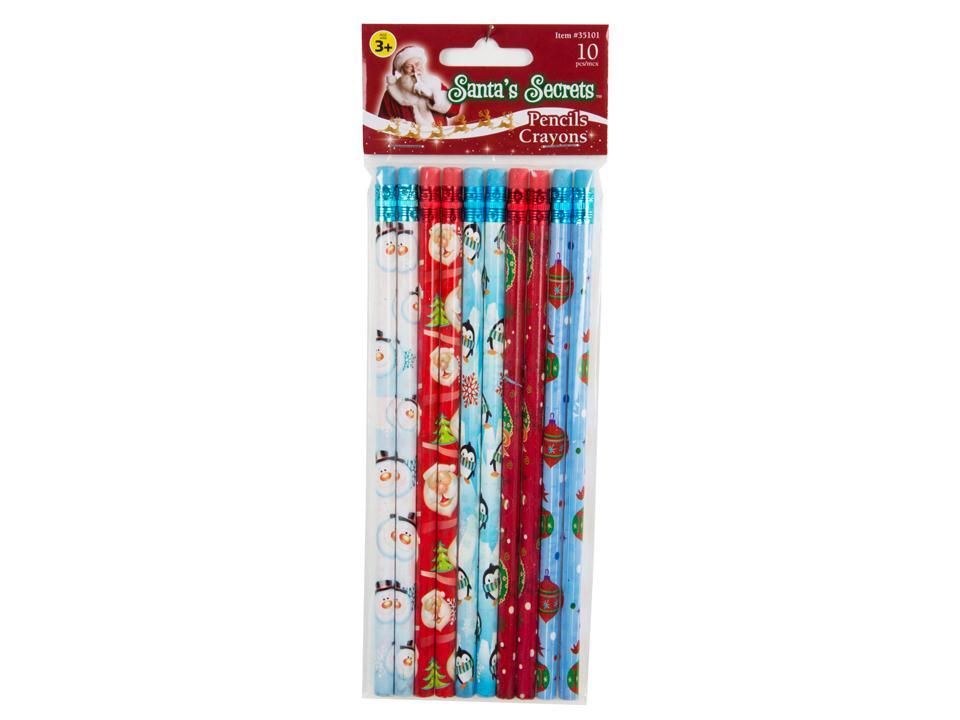 CRAYON DE NOEL AVEC EFFACE DE COULEUR PQT 10 (XM)