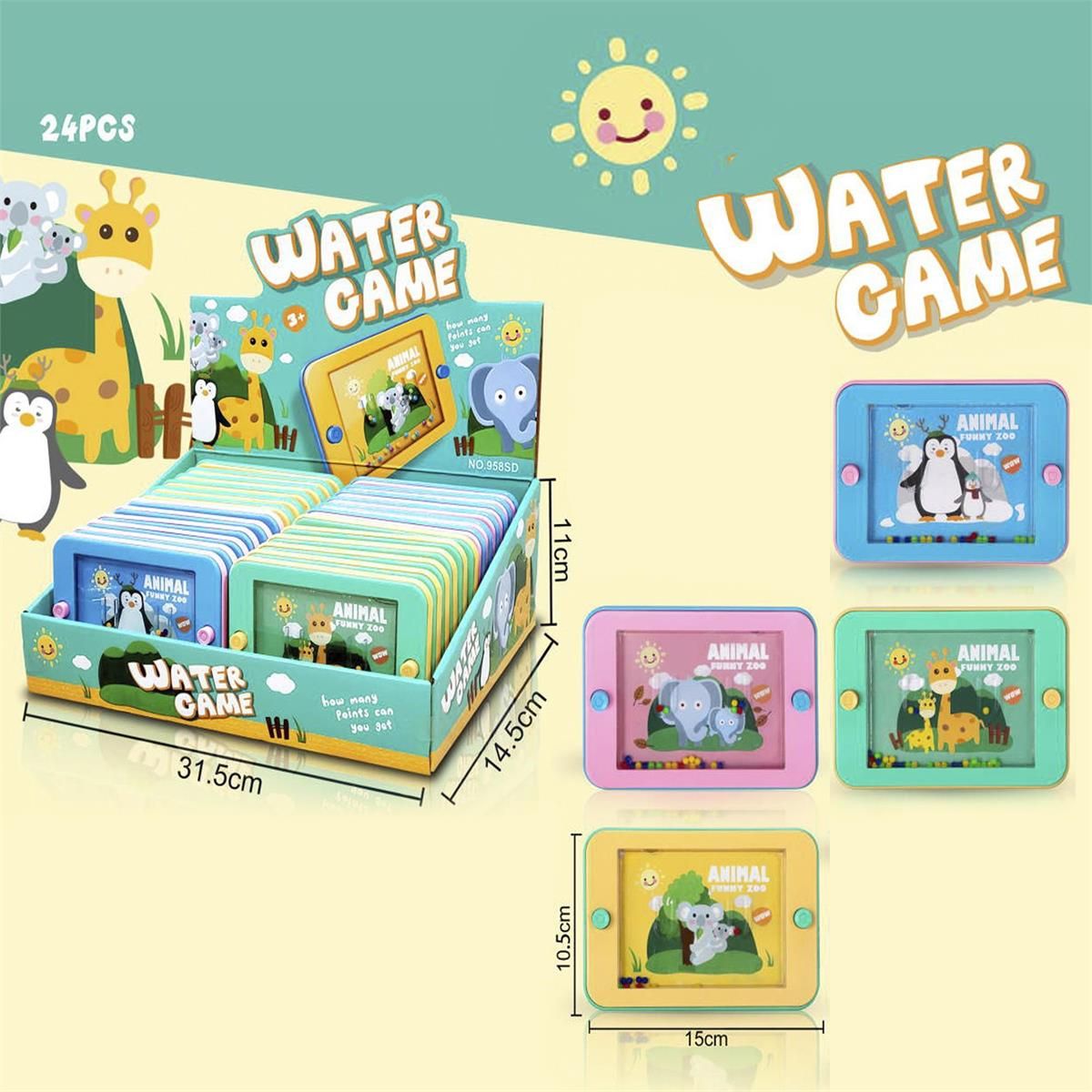 JEUX EAU ANIMAUX D&#39;ADRESSE PRÉSENTOIR DE 24 (B7-4)