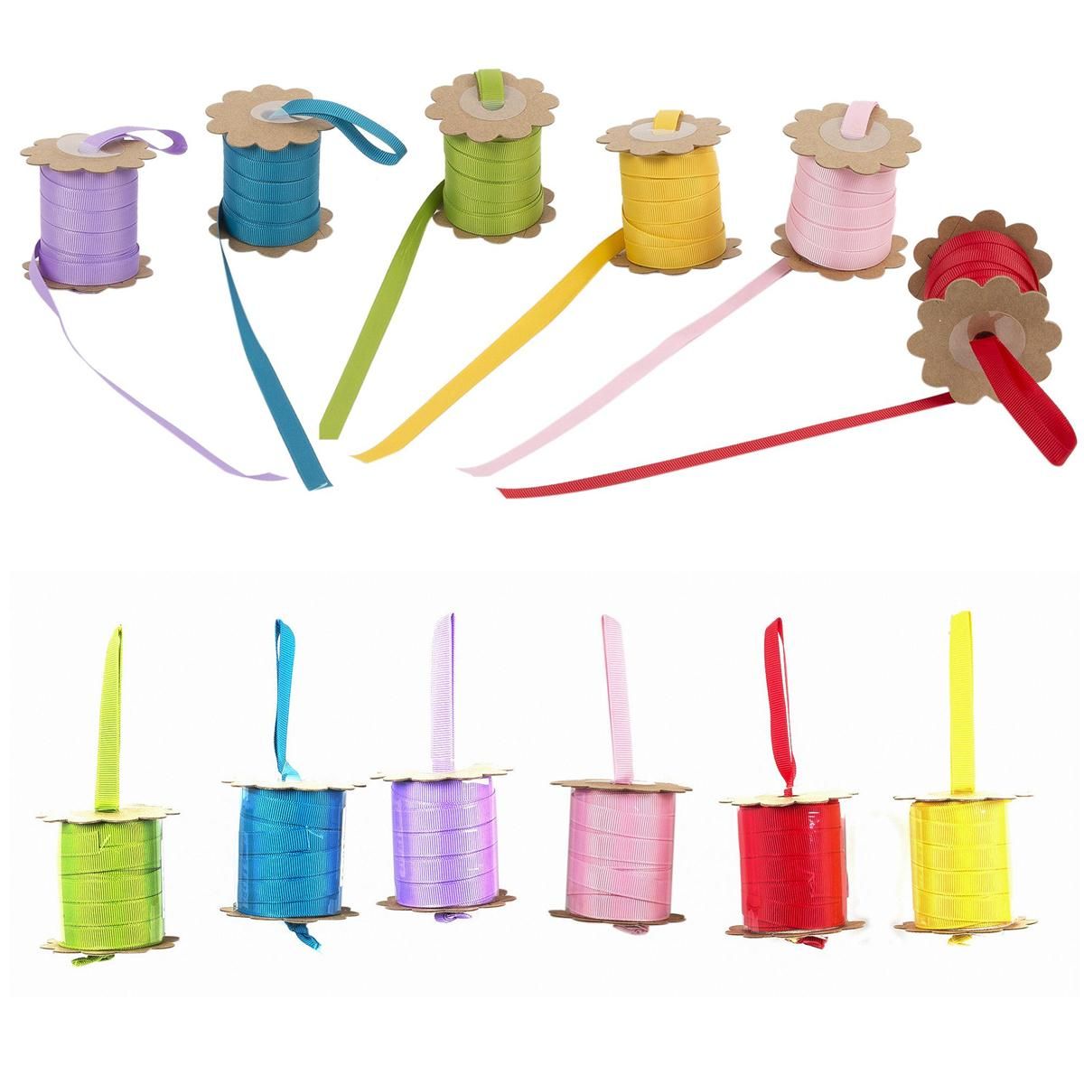 RUBAN 5M GROSGRAIN 6 ASST