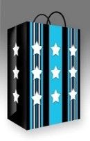 SAC CADEAU MOYEN LIGNÉ BLEU/NOIR AVEC ÉTOILE (D3-4)