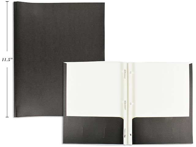 DUO-TANG CARTON AVEC ATTACHET ET POCHETTE NOIR(j4-1)