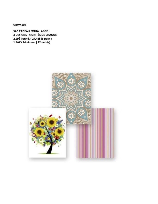 SAC CADEAU JUMBO  LIGNÉ/ARBRE TOURNESOL (D3-8)