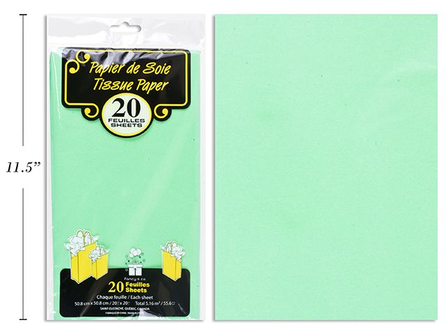 20 FEUILLES DE PAPIER DE SOIE MENTHE(D5-6)