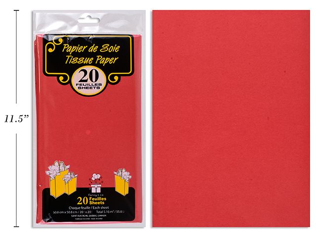PAPIER DE SOIE ROUGE 20 FEUILLES 20 X 20(D6-3)