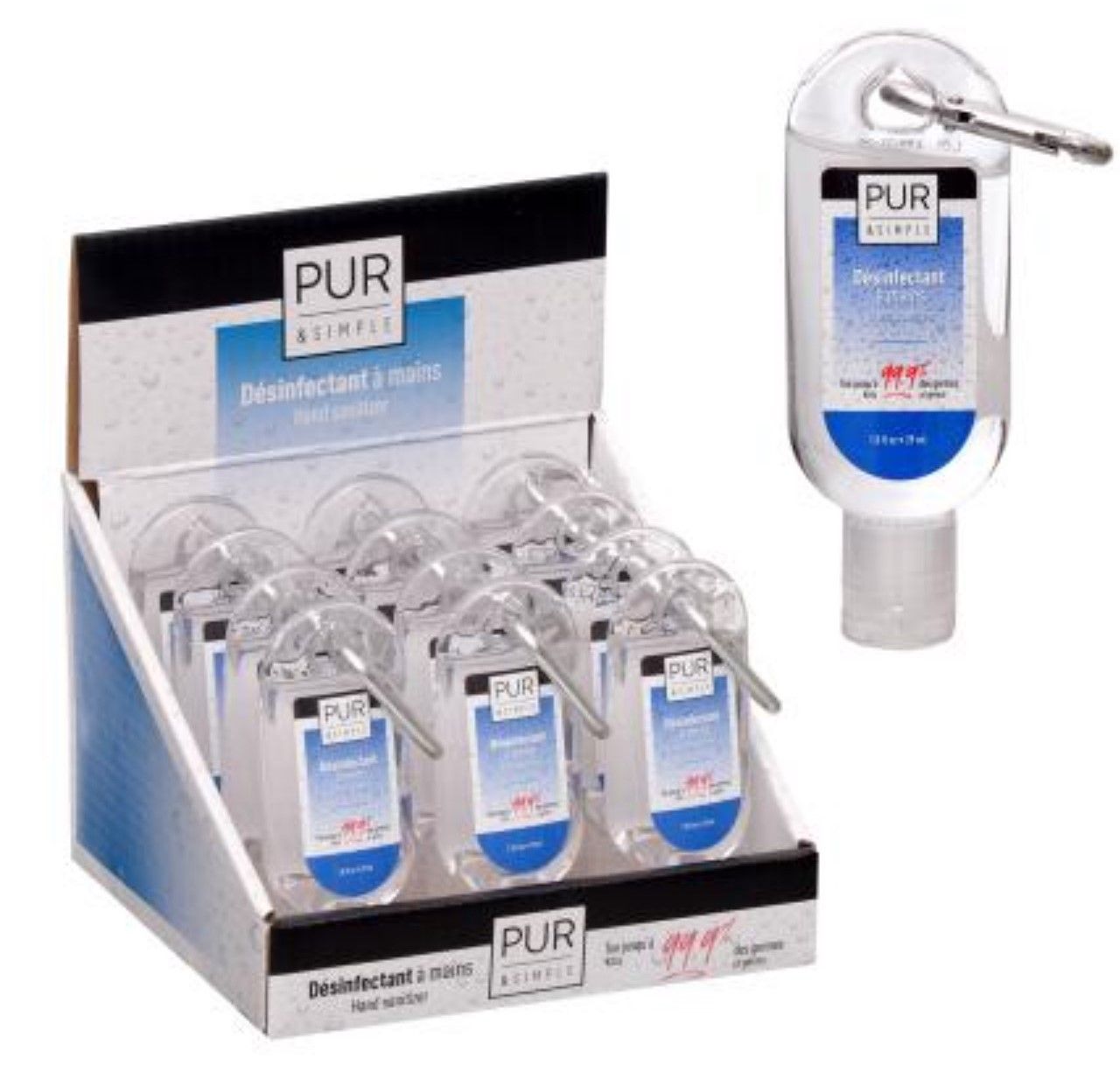 DESINFECTANT POUR LES MAINS ( PRESENTOIR DE 12) 29ML (E10-3)