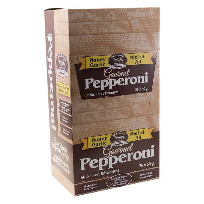 Bâtonnets pepperoni en présentoir (25) Miel et ail 25x50g (M1)(REVIENT A 1.75UN)(N1-2)