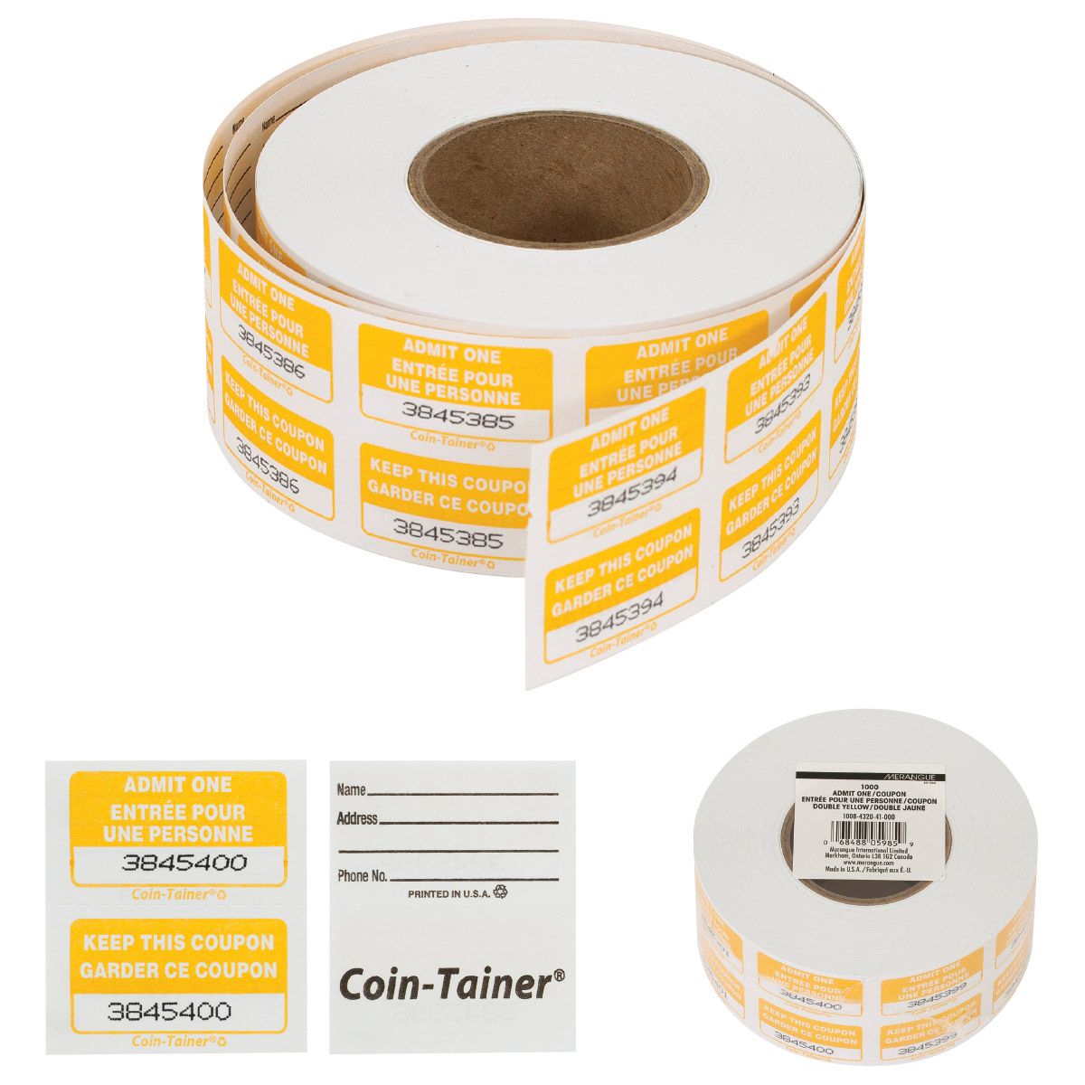 ROULETTE BILLET DE TIRAGE DOUBLE JAUNE(I1-5)