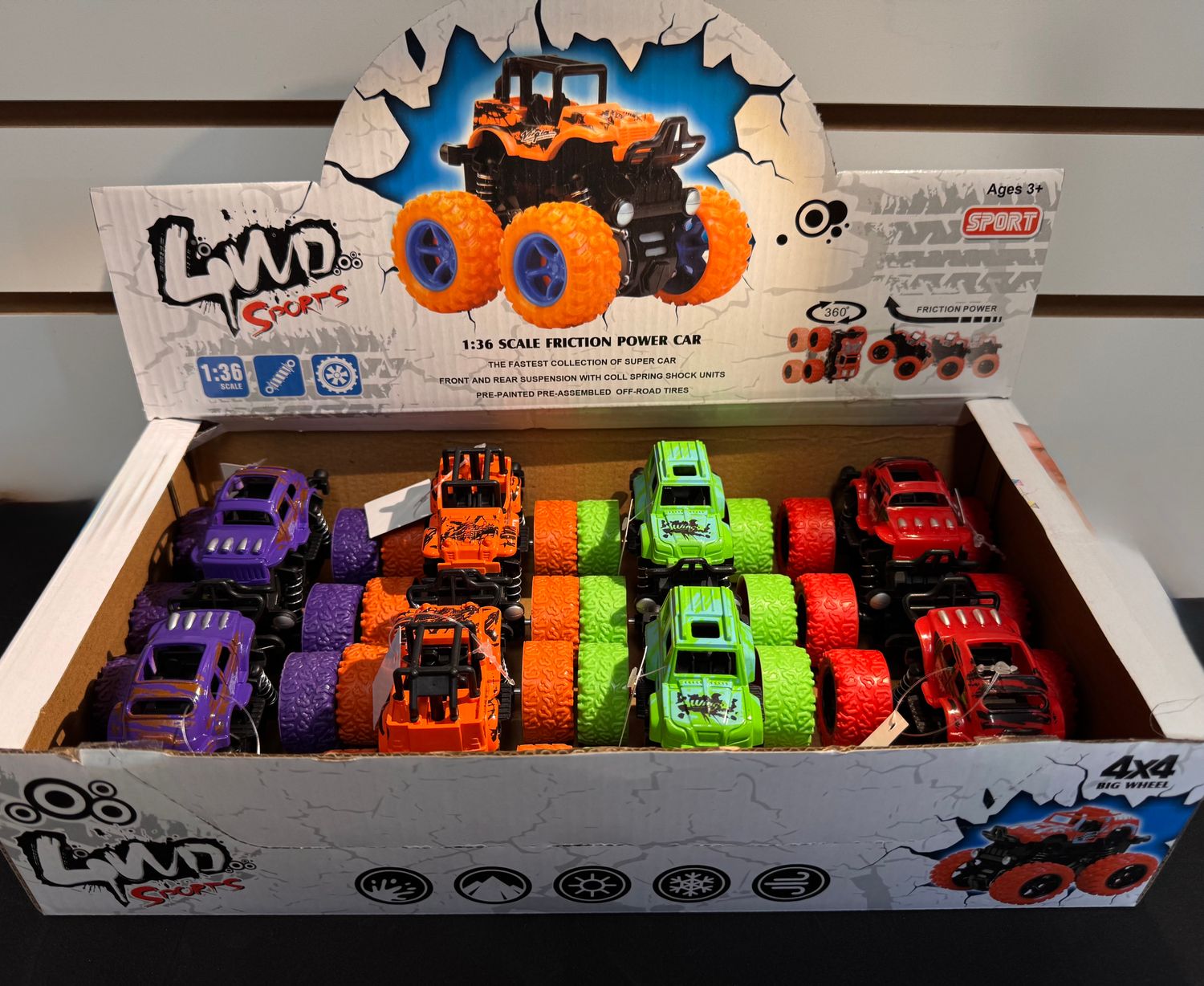 CAMION A FRICTION  ASST ( PRESENTOIR DE 8 ) (A10-2)(ETE)