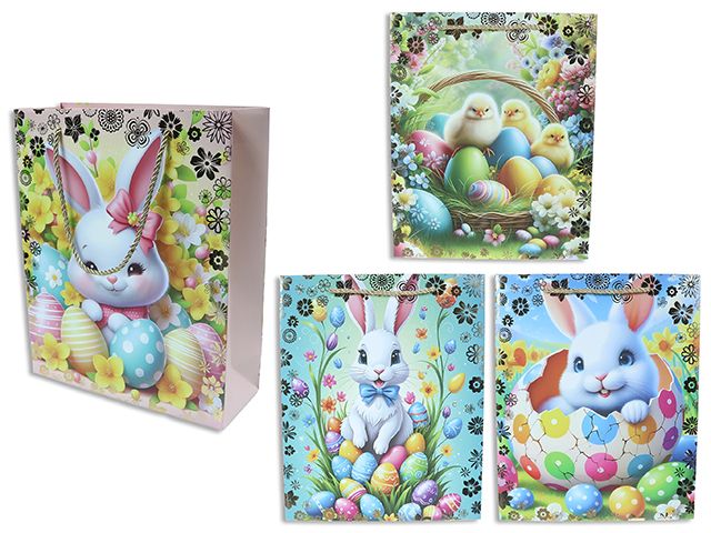 SAC CADEAU MOYEN POUSSIN ET LAPIN (PQ)