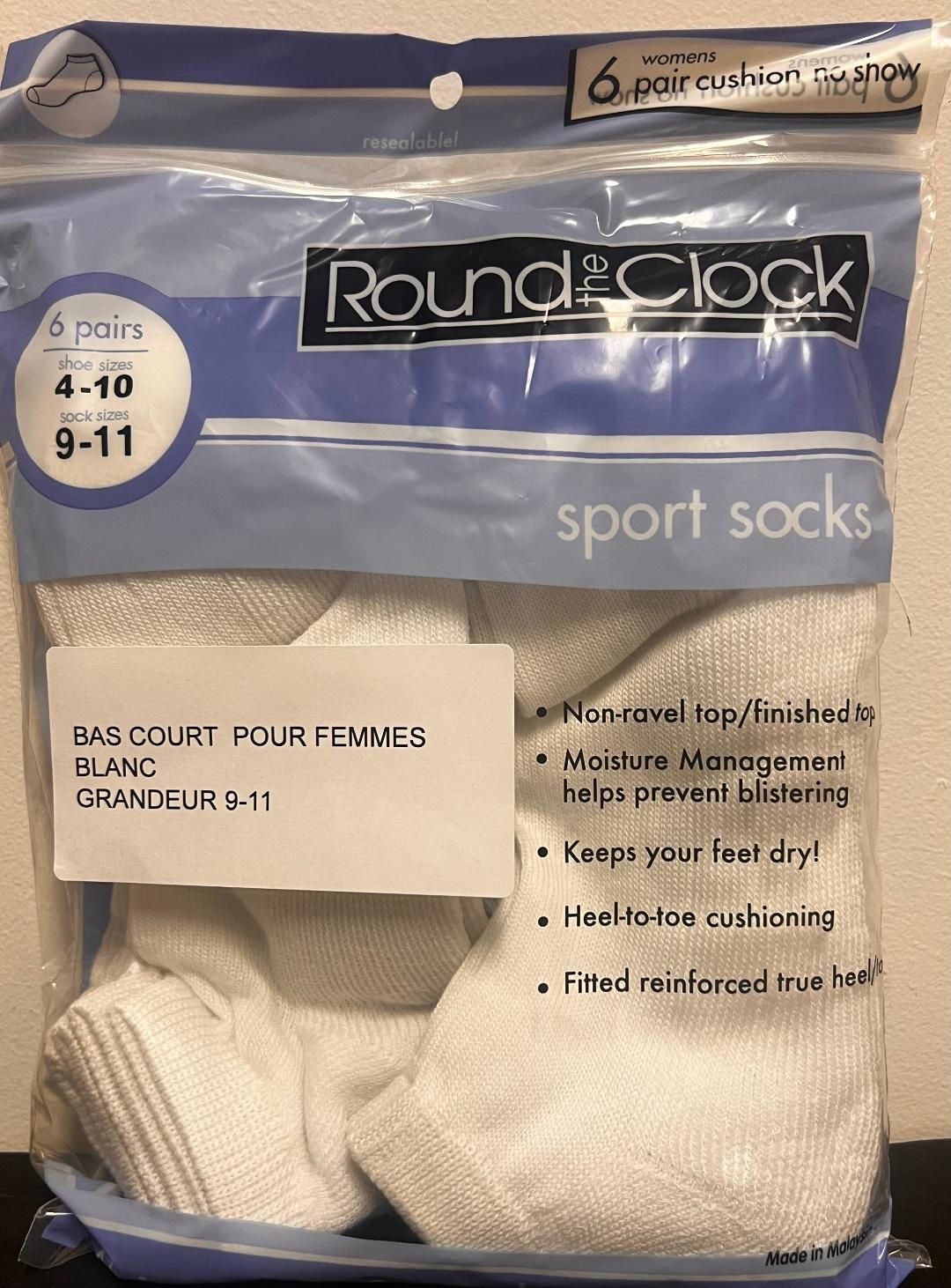 BAS POUR FEMME 9-11 PQT DE 6X BLANC