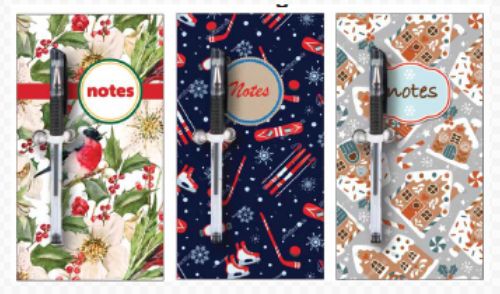 CAHIER DE NOTES AVEC STYLO- SPORTS NOEL  MAISON PAIN D EPICE ET HOUX