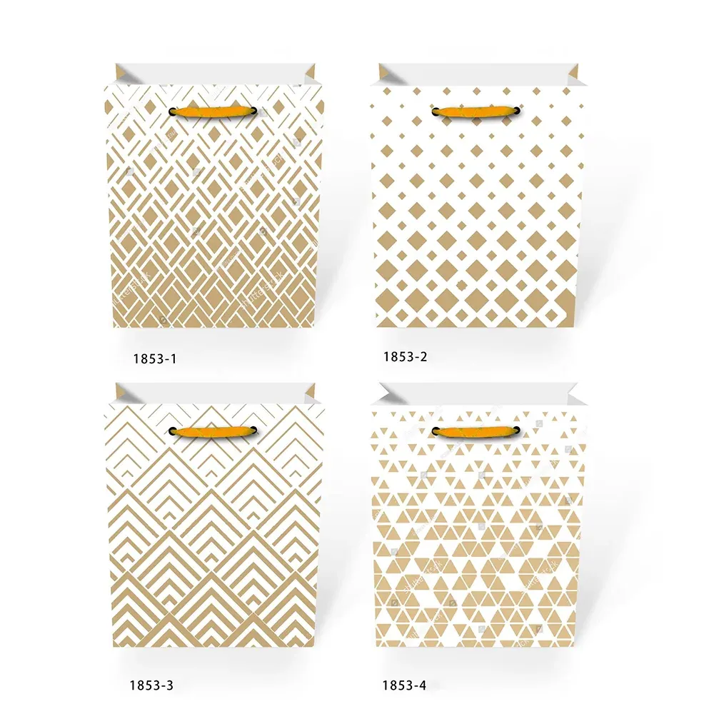 SAC CADEAU MOYEN BLANC ET OR GÉOMÉTRIE(C3-5)