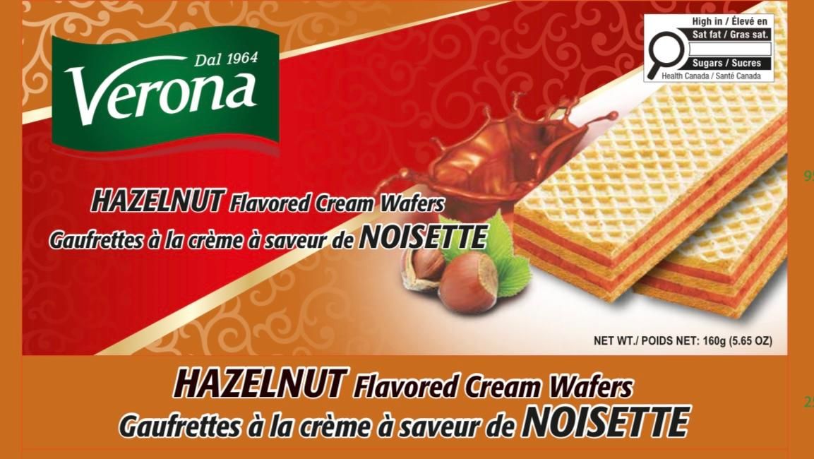 GAUFRETTES VERONA 160GR AUX NOISETTES (BOITE DE 24)