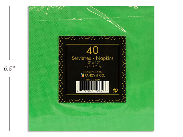 SERVIETTE DE TABLE VERTE 6.45X6.5" 40/pk(D8-1)