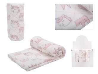 COUVERTURE POUR BÉBÉ LICORNE  ROSE (A6-8)