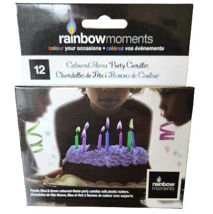 12 CHANDELLES DE FETE A FLAMME COULEUR(L5-9)