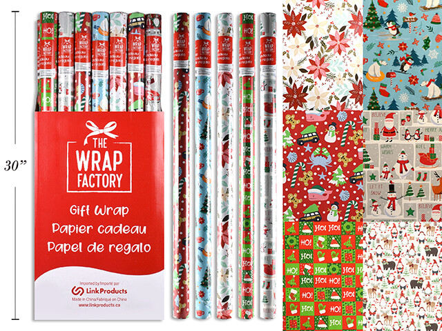 PAPIER D'EMBALLAGE ROULEAU IMPRIMÉ - 30x72 - PRÉSENTOIR DE 49MCX (XM)