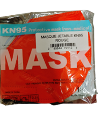 Masque jetable KN95 rouge unitaire