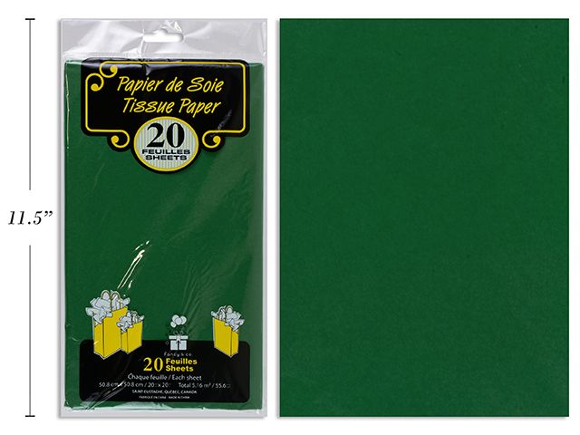 20 FEUILLES DE PAPIER DE SOIE VERT FORET (D5-5)