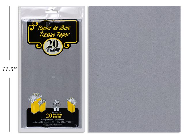 20 FEUILLES DE PAPIER DE SOIE GRIS (D5-5)