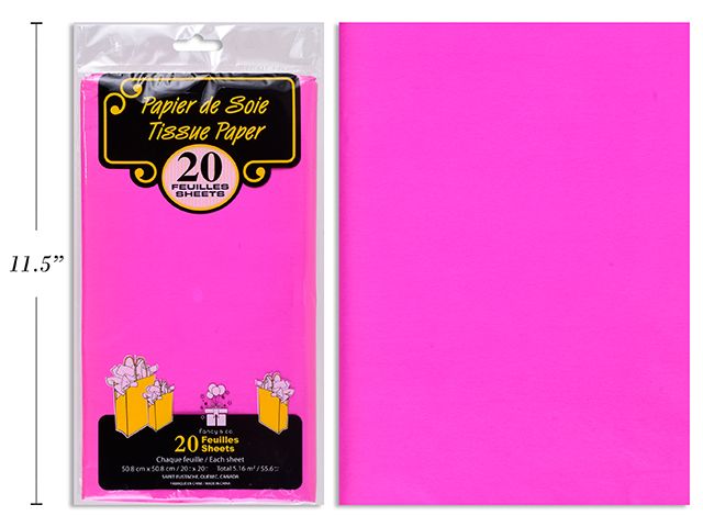 20 FEUILLES DE PAPIER DE SOIE ROSE FONCÉ (D5-6)