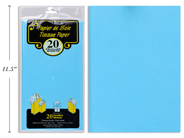 20 FEUILLES DE PAPIER DE SOIE BLEU PALE (D4-5)
