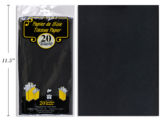 20 FEUILLES DE PAPIER DE SOIE NOIR (D5-4)