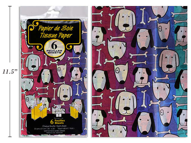 Papier de soie 6 feuilles chien (D4-2)