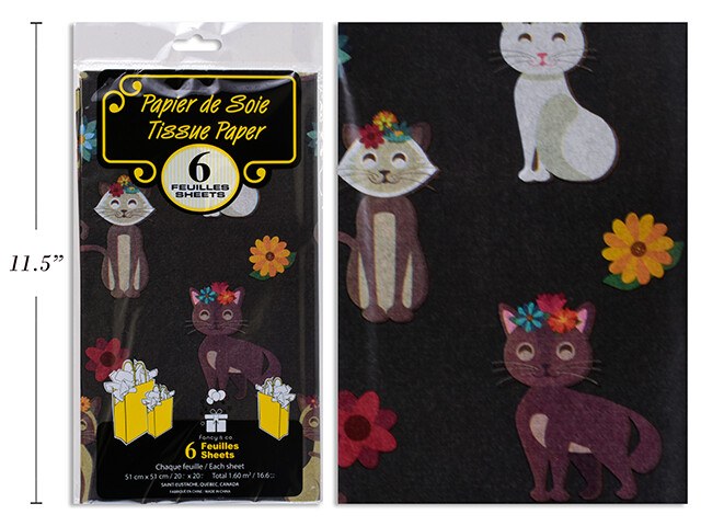 Papier de soie 6 feuilles chat (D4-3)