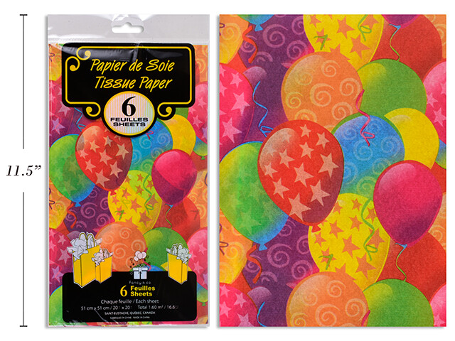 Papier de soie 6 feuilles ballons (D4-2)