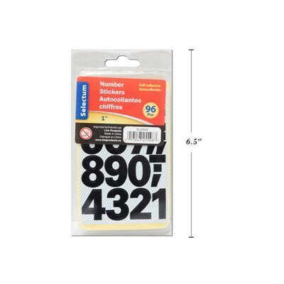 Etiquettes Chiffres 1" autocollants noir (96 pcs)   (H4-2)