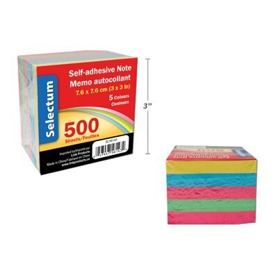 Bloc-note autocollant  couleur 500 f autocollants 3x3(H4-4)