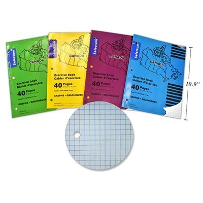 Cahier exercice graphique, quadrille 40 pgs - Couleurs assor (RW)
