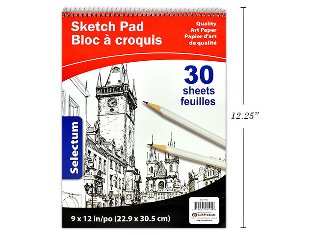 Tablette a croquis 30 pages 9x12 spiral  110GM  (J1-2)