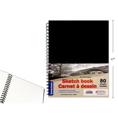 Tablette a dessin rigide spirale noir 80f 9x12 (J1-2)
