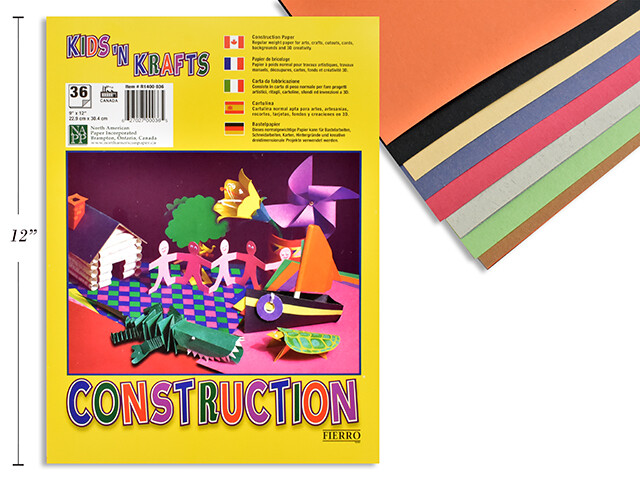 Papier construction 9x12 (36 f.)  (K5-10)