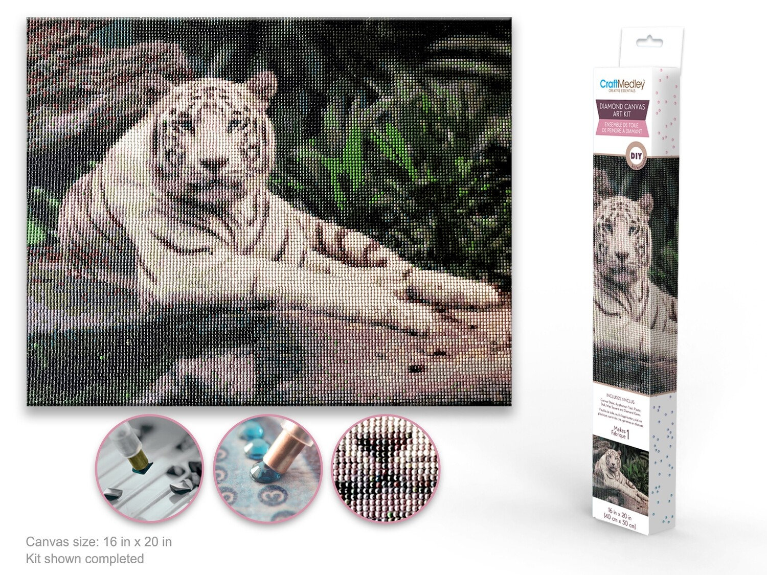 Diamond painting tigre blanc 40x50(B5-2)(DIS)